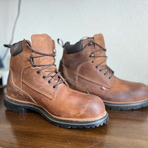 Red Wing Shoes Brown Leather Boots with Rugged Soles